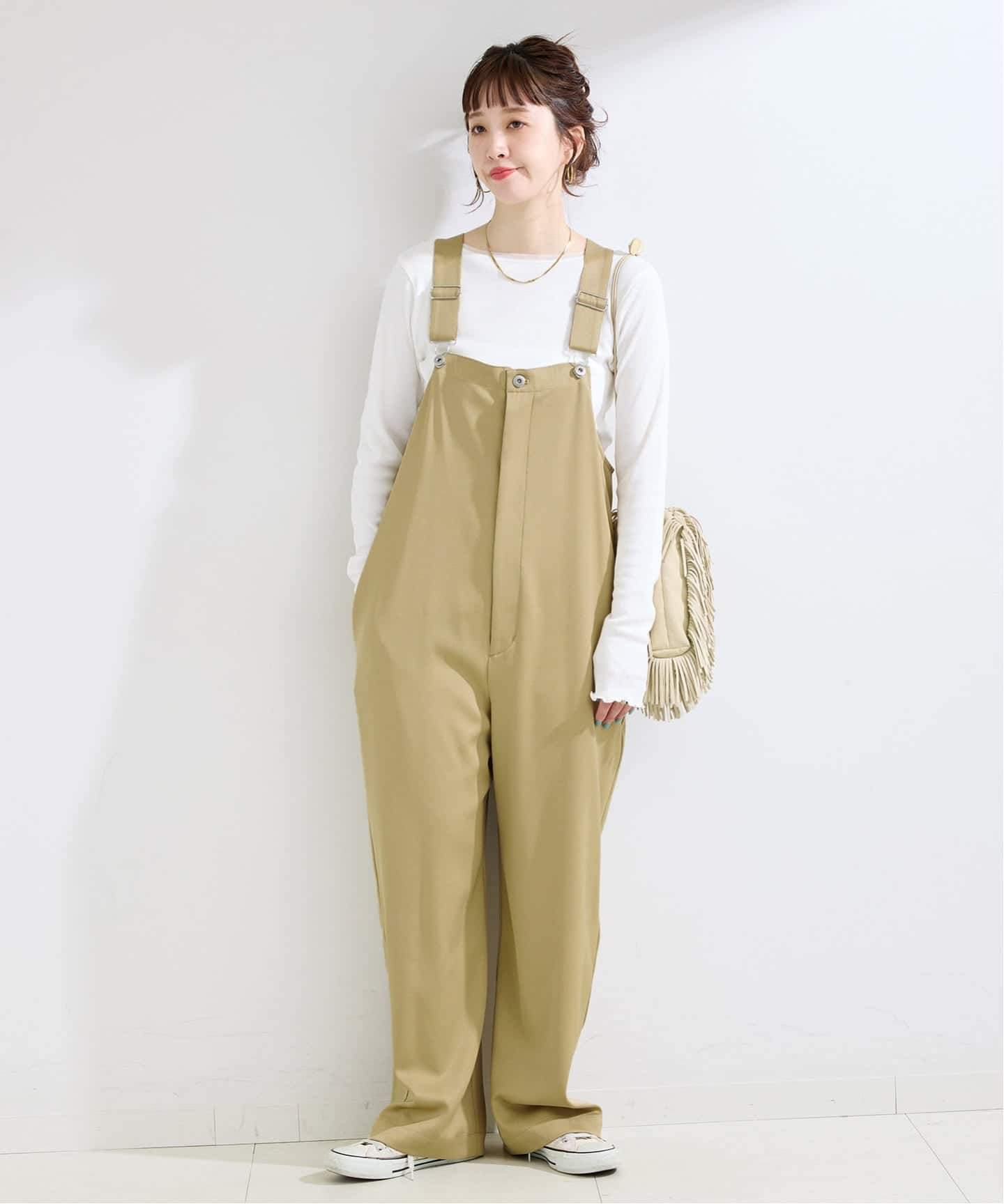 予約》手洗い可 / サテンサロペット（サロペット／オーバーオール