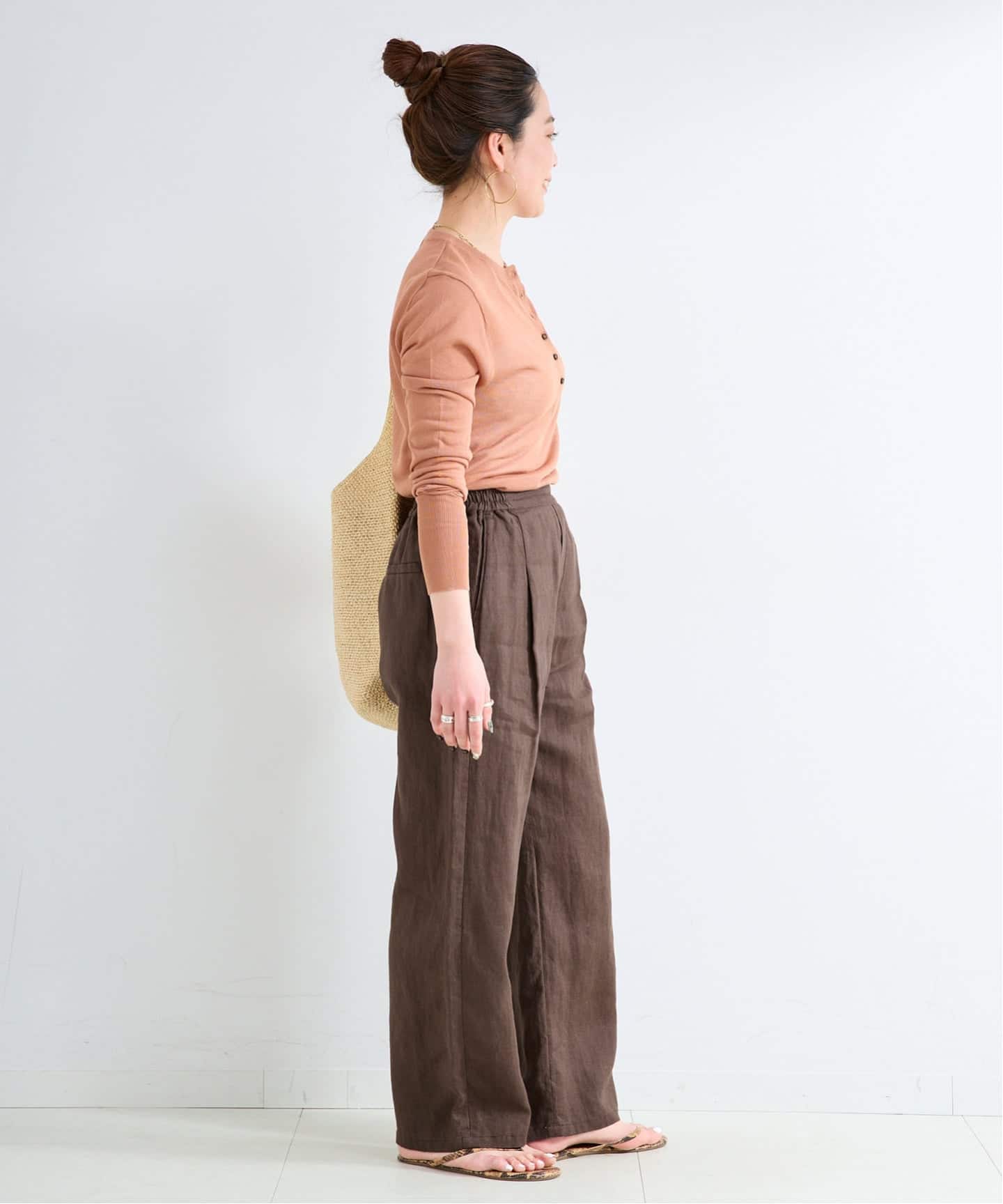 追加》《S/Mサイズ展開》手洗い可 / フレンチリネンストレートパンツ