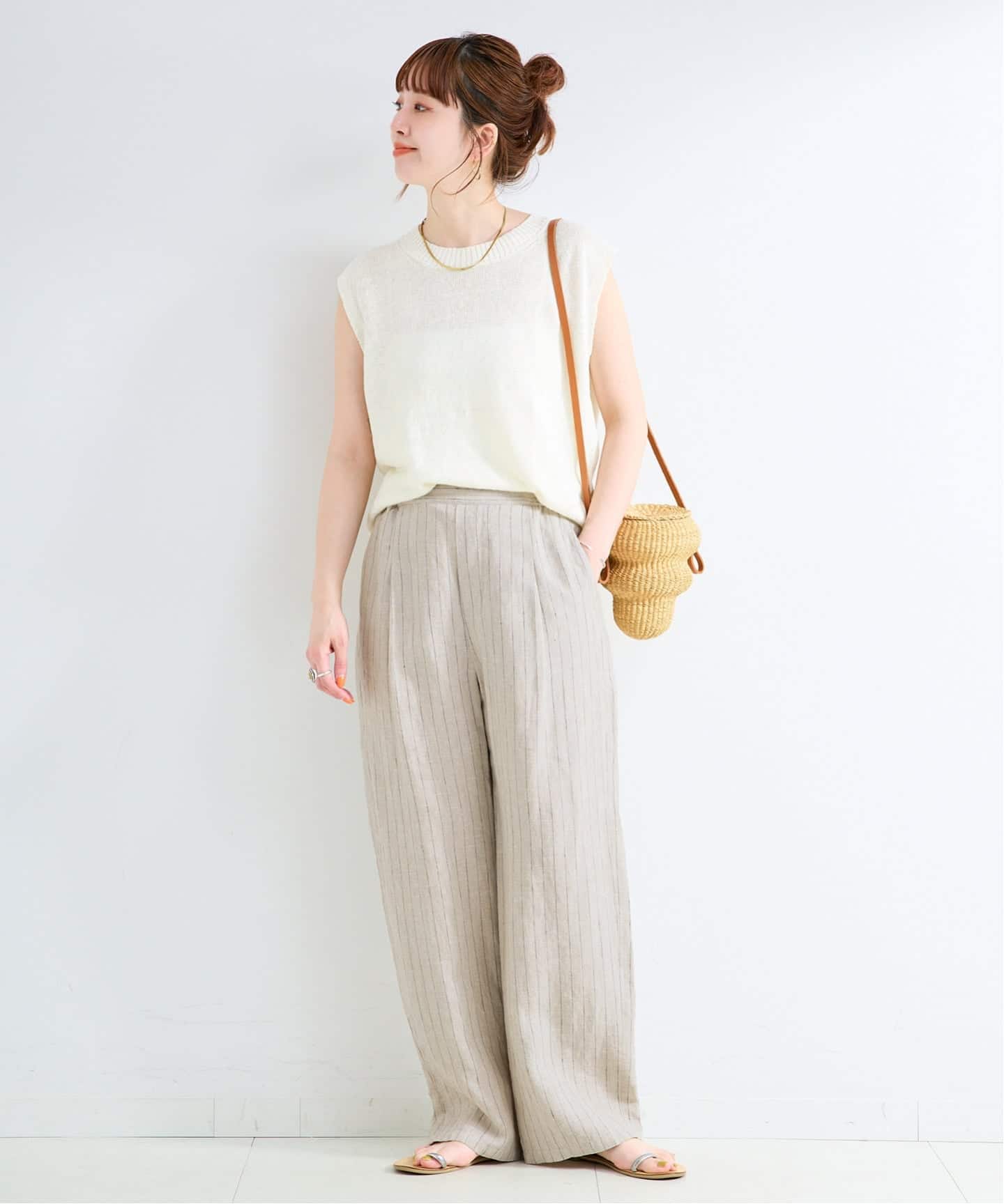 追加》《S/Mサイズ展開》手洗い可 / フレンチリネンストレートパンツ