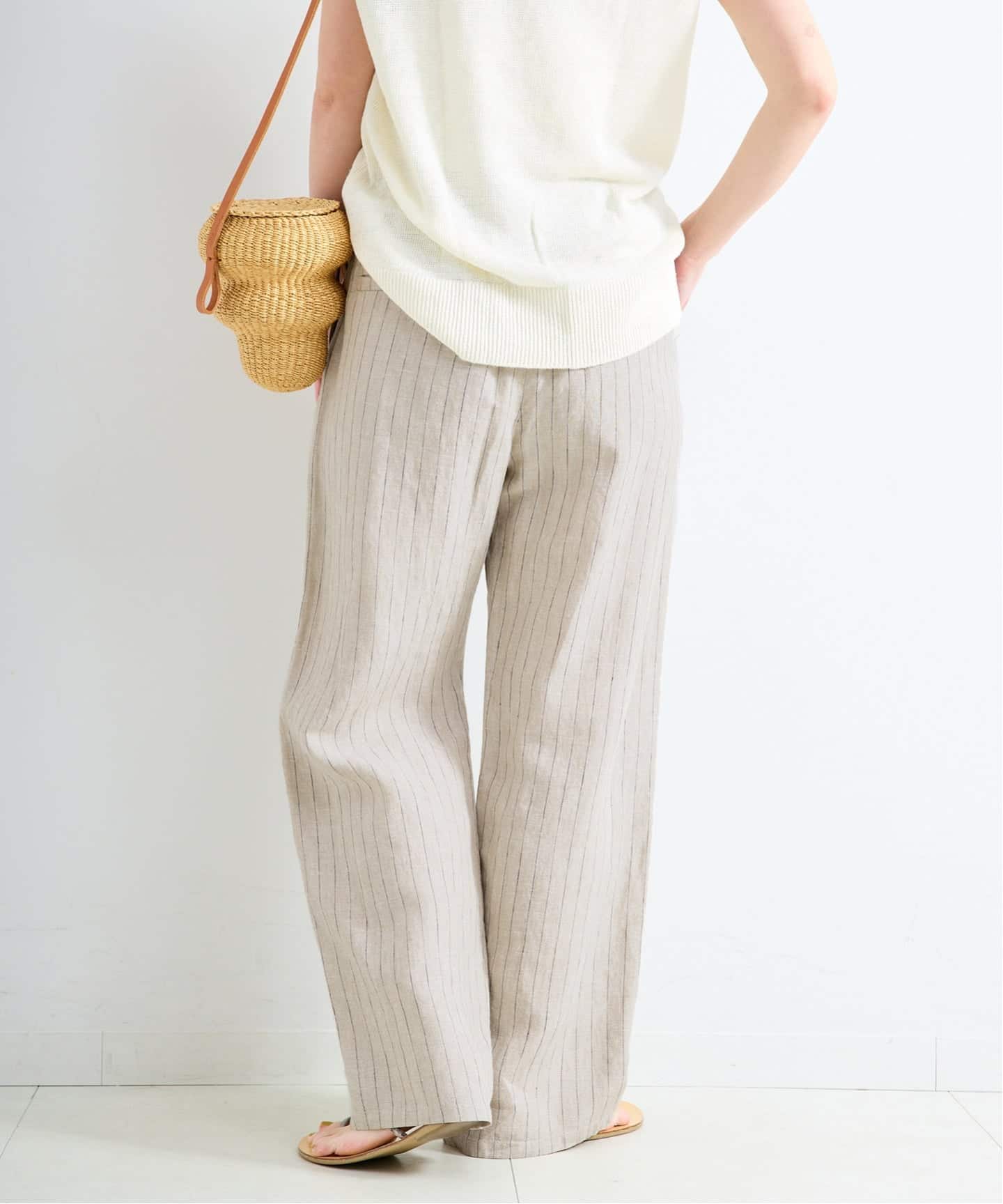 追加》《S/Mサイズ展開》手洗い可 / フレンチリネンストレートパンツ
