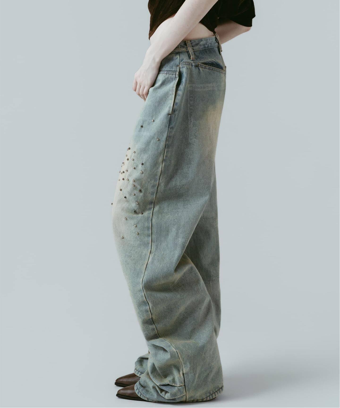Knuth Marf / クヌースマーフ studded draped denim pants（デニム 