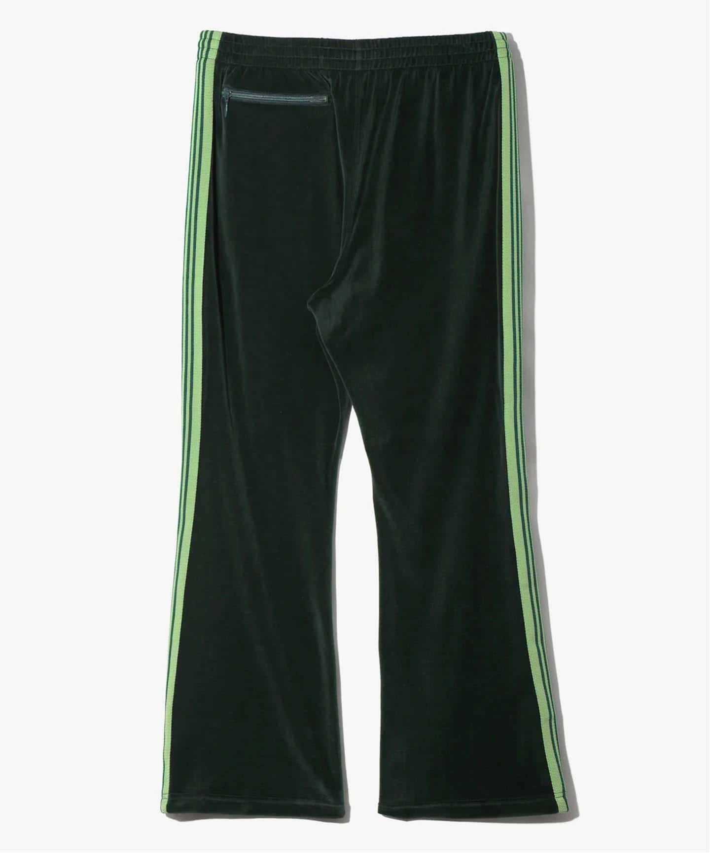 Needles トラックパンツ ブラック×グリーン NEEDLES / ニードルズ Boot-Cut Track Pant - C/PE Velour（ジャージ
