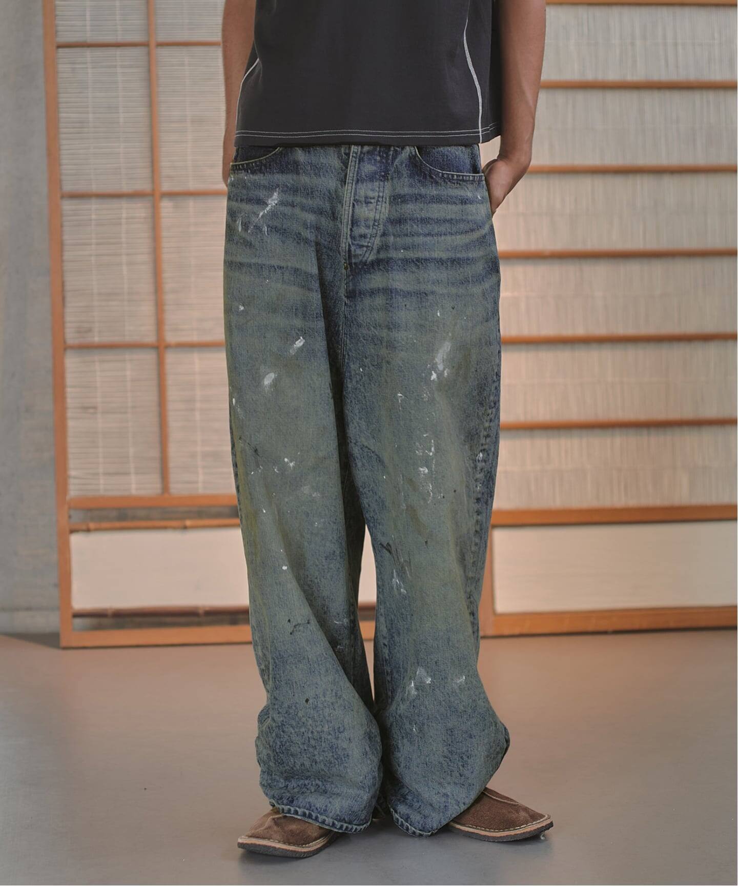 refomed / リフォメッド FRESH MAN DENIM WIDE PANTS PAINT（デニム