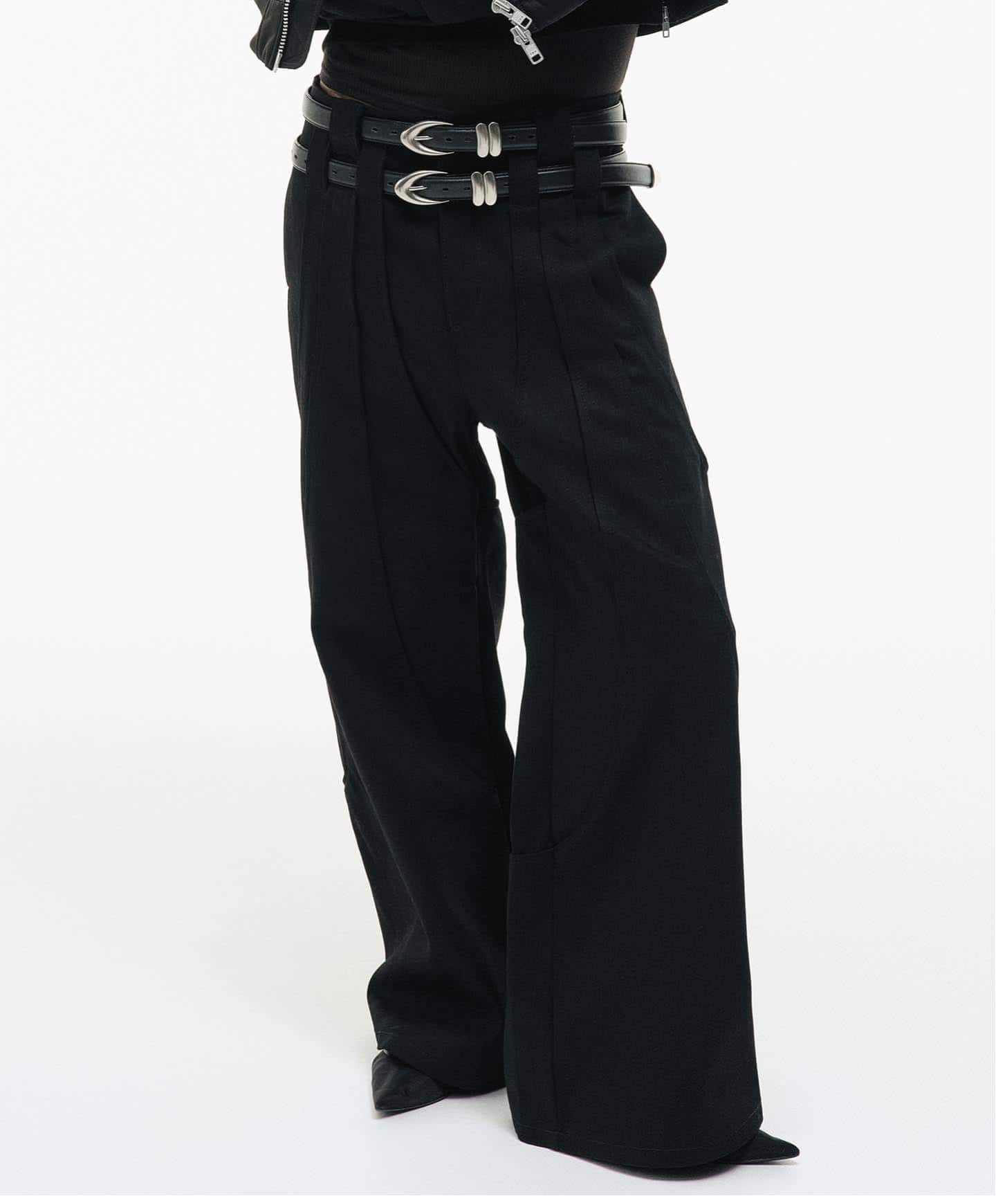 パンツ goat essence TUCK WIDE PANTS size2 GOAT ESSENCE / ゴートエッセンス TUCK CURVED WIDE PANTS（スラックス