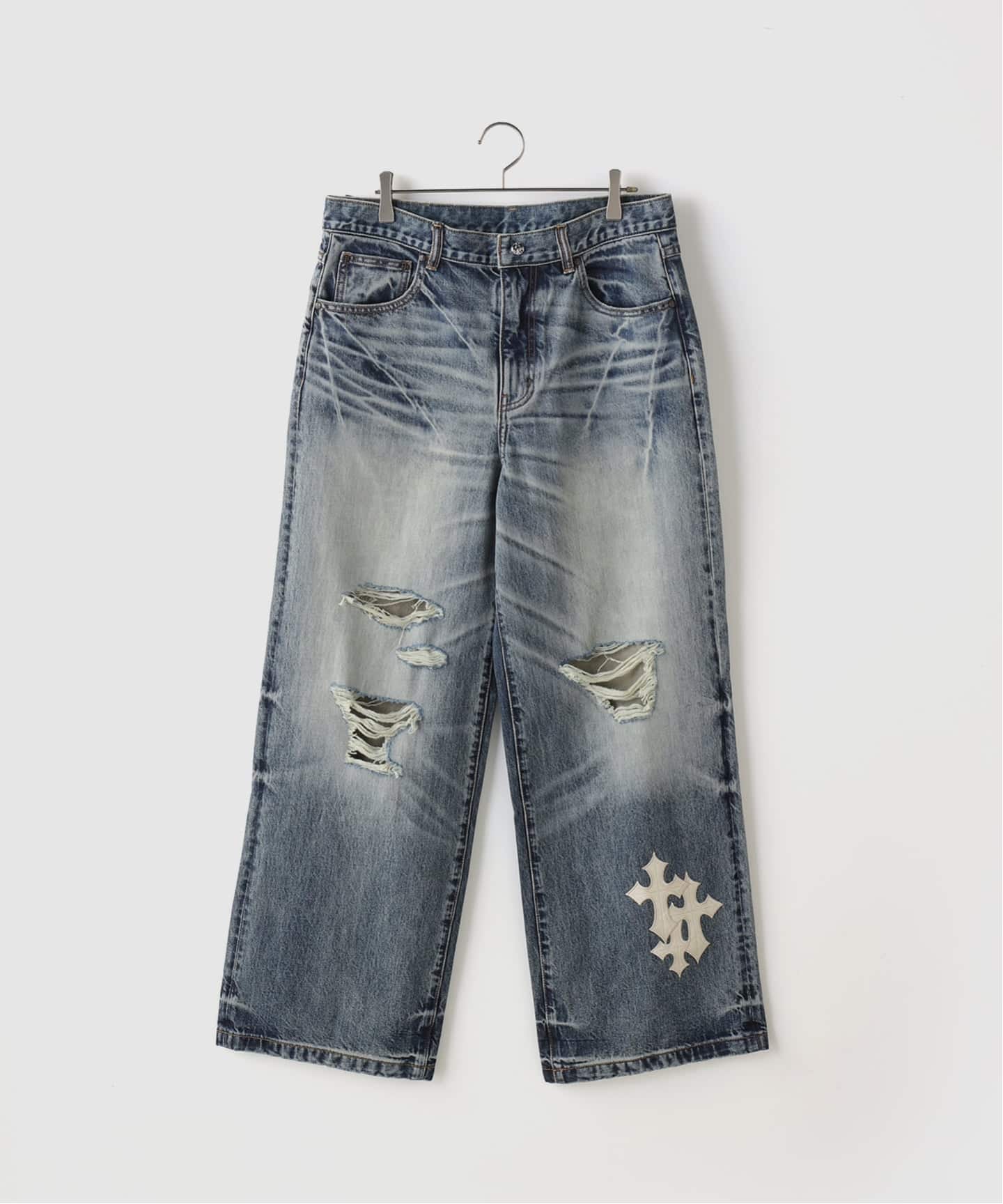 SUPPLIER / サプライヤー Cross Leather Patch Baggy Denim（デニム