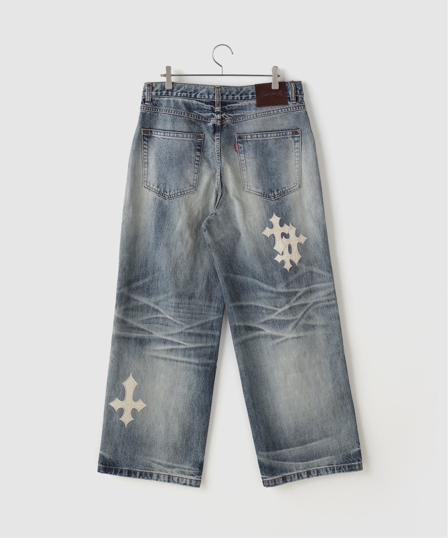 SUPPLIER / サプライヤー Cross Leather Patch Baggy Denim（デニム