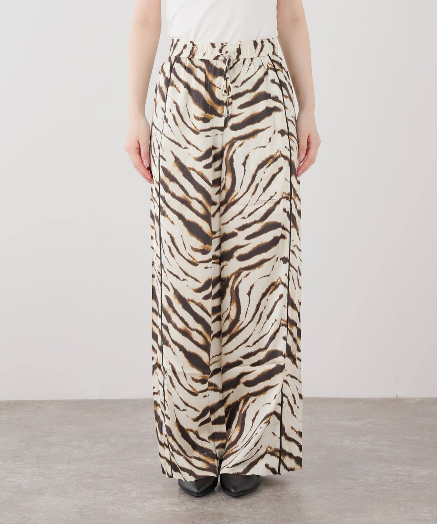 ガニーGANNI Printed Satin Pants ブラック　美品 GANNI/ガニー】Printed Stretch Satin Elasticated（スラックス