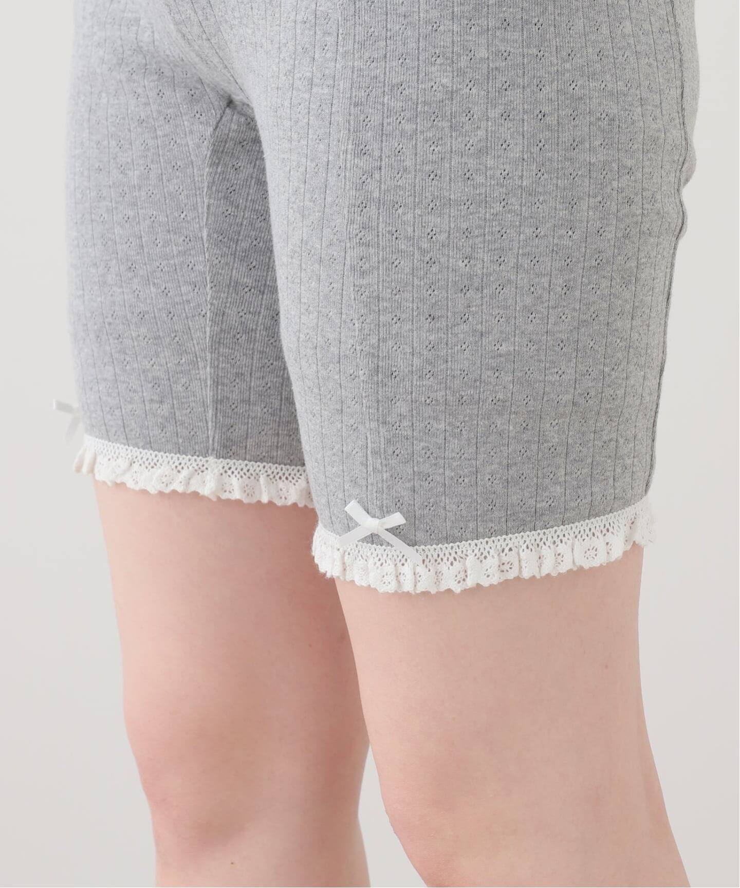 Yuhan Wang Lace Ribbon Shorts レース ショーツ S YUHAN WANG/ユハン ワン】pointelle lace trim shorts（その他アンダー
