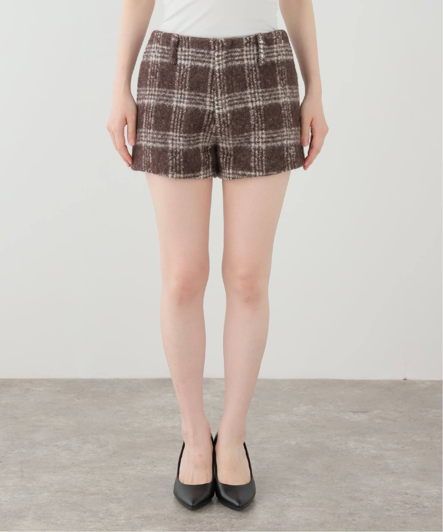 YUHAN WANG/ユハン ワン】brushed check tailored shorts（ショート