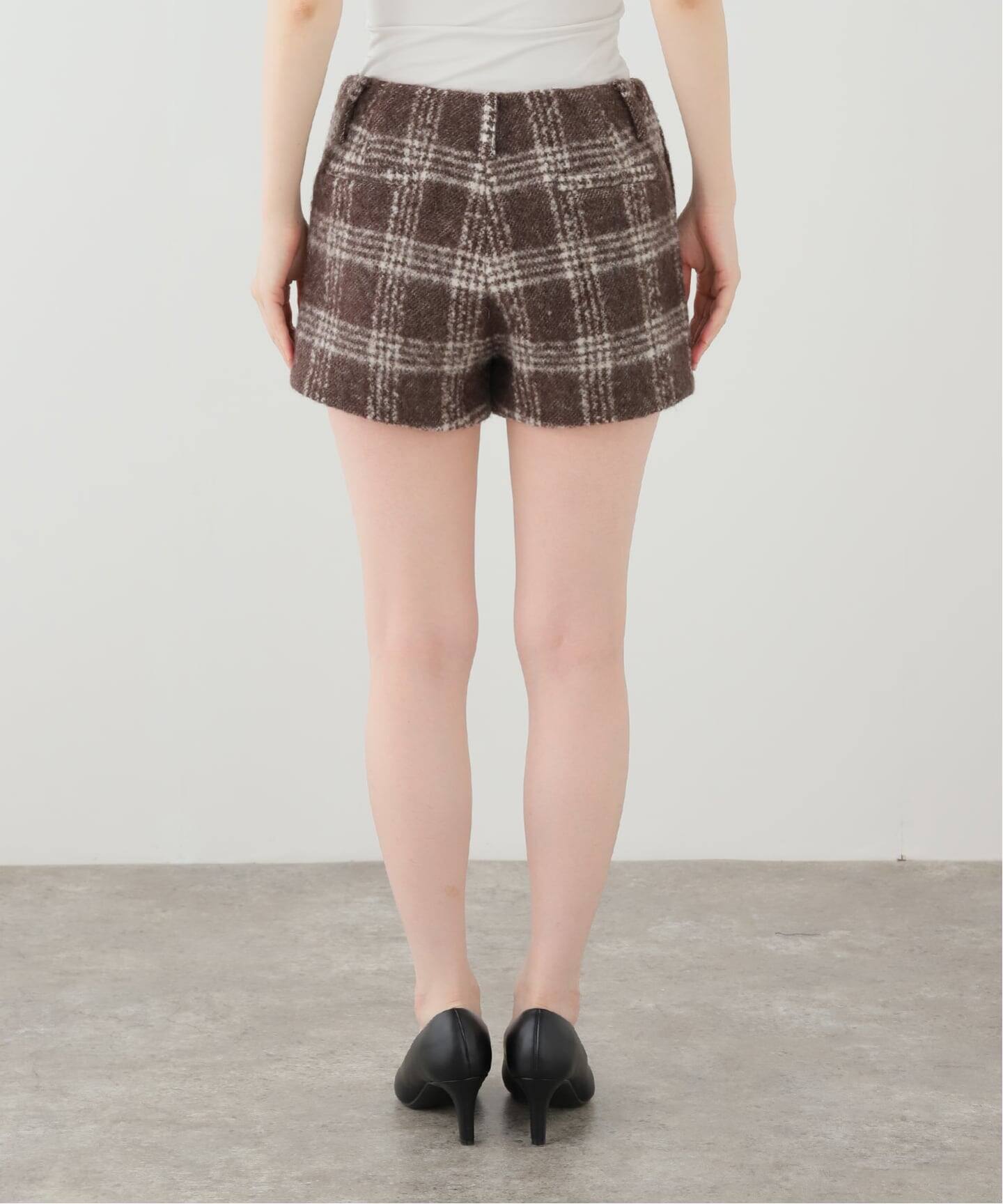 YUHAN WANG/ユハン ワン】brushed check tailored shorts（ショート