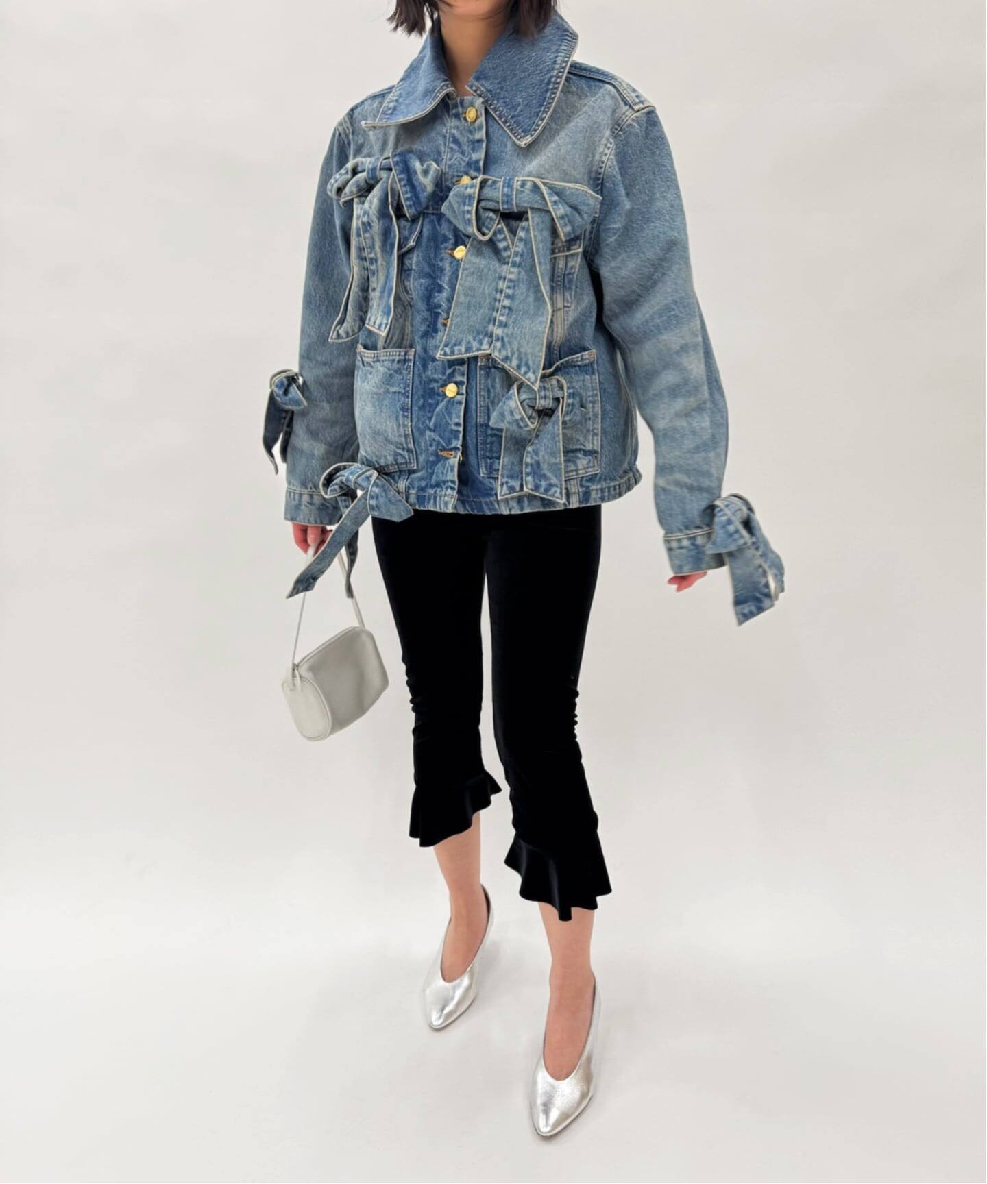 SIMONE WILD/シモーネ ワイルド】VELVET VOLANT CAPRI PANTS