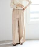 《予約/洗濯機洗い可》コットンサテンイージーワイドパンツ