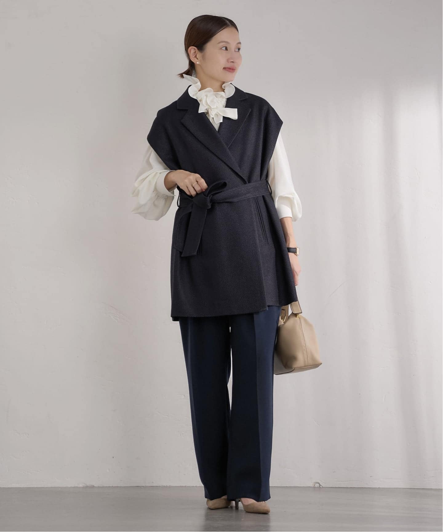 &NAVY ジョーゼットサイドゴムタックパンツ（スラックス）｜IENA