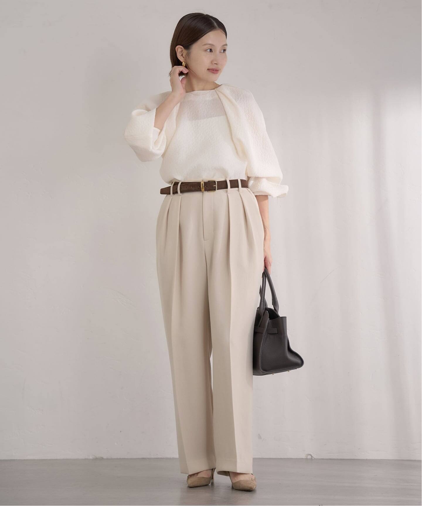 ハナママです &NAVY ジョーゼットサイドゴムタックパンツ（スラックス）｜IENA