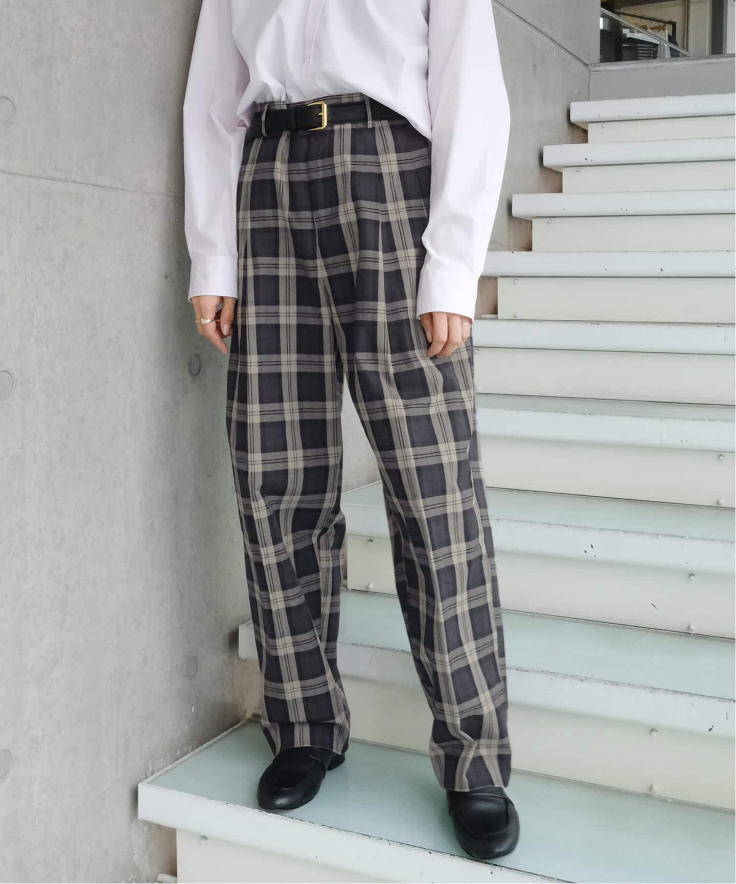 Maison IENA 別注 Nell/ネル チェックペグトップパンツ 261-202-61