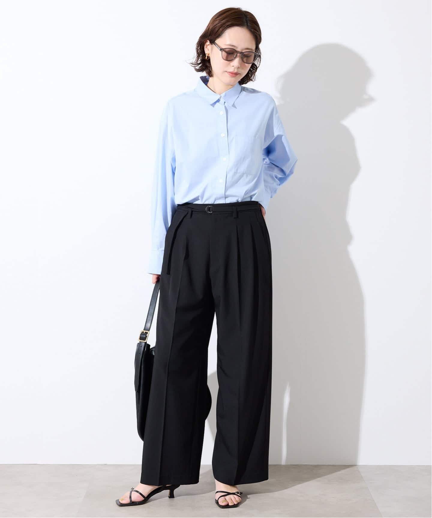 4サイズ展開》ベルテット2タックストレートパンツ（スラックス