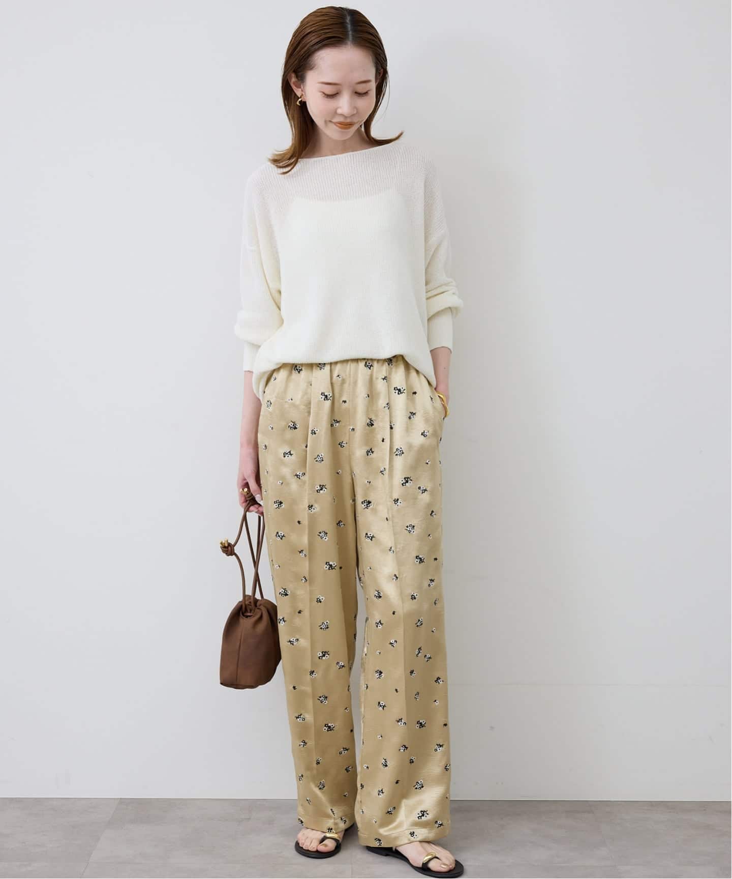 SLOBE IENA flower刺繍サテンイージーパンツ flower刺繍サテンイージーパンツ（その他パンツ）｜SLOBE IENA