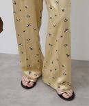 flower刺繍サテンイージーパンツ