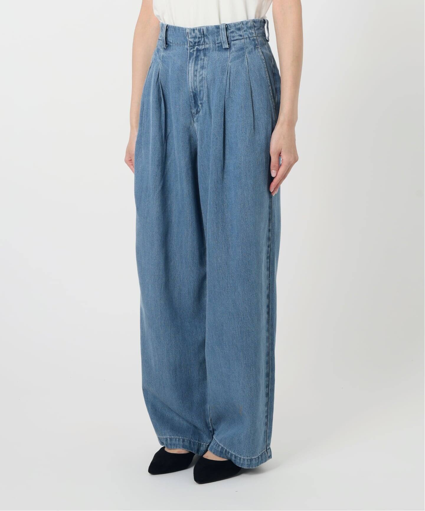 SLOBE IENA LEDENIM TUCK TROUSERデニム WEB限定/3サイズ展開/追加5予約》LEDENIM TUCK TROUSERデニム（デニム