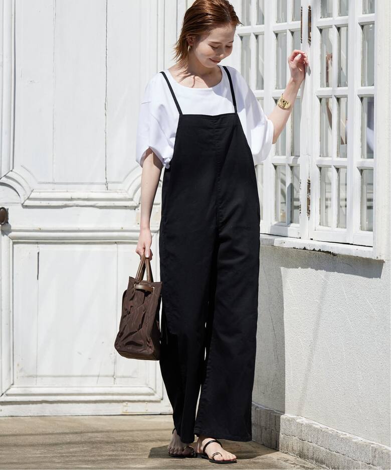 Leeサロペットデニムロングスカート（黒） Lee（リー）の「リラックス  