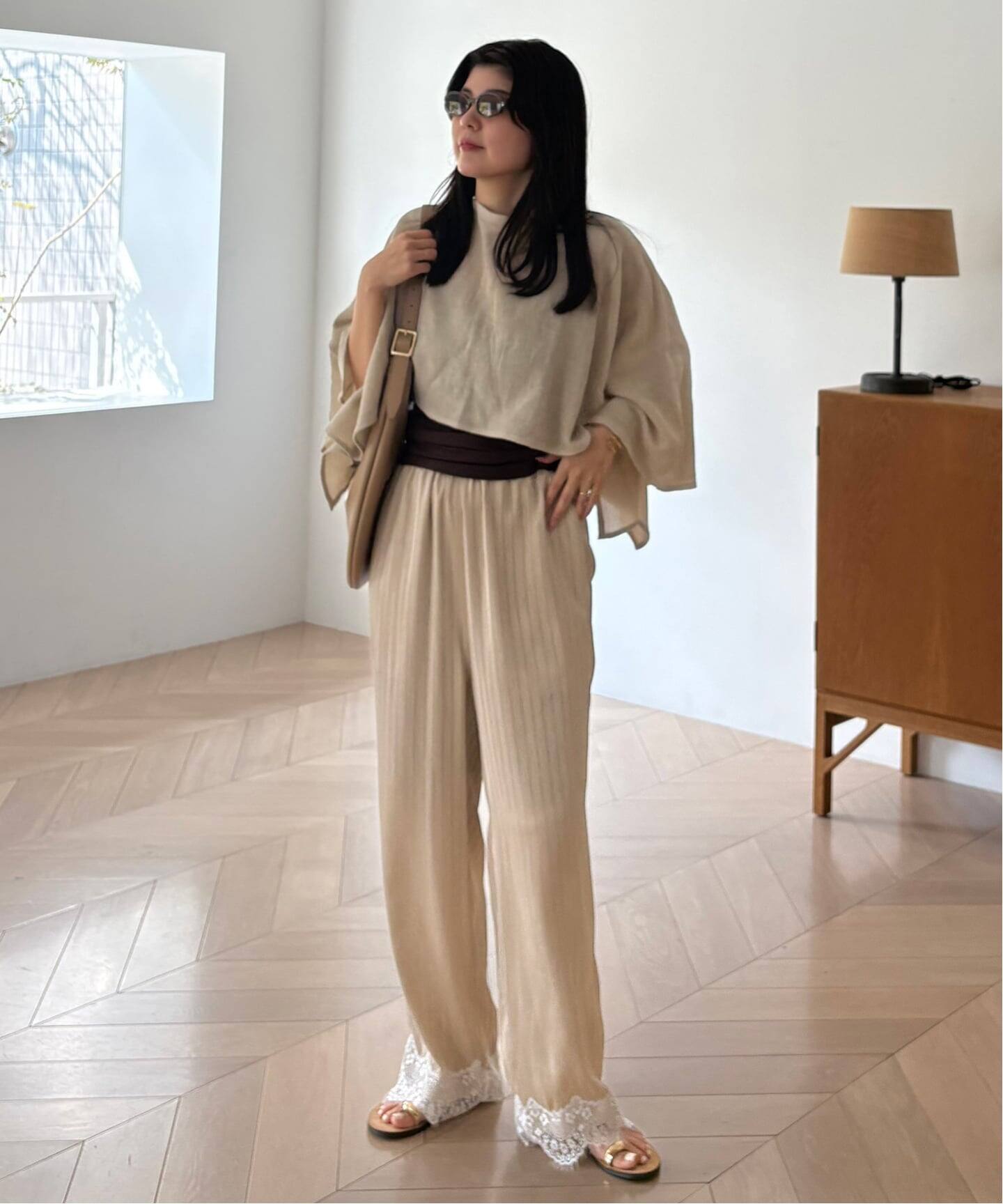 新品 SLOBE IENA ARCHIVE STANCE パンツ フリーサイズ ARCHIVE STANCE/アーカイブスタンス サテンストライプレースパンツ AS