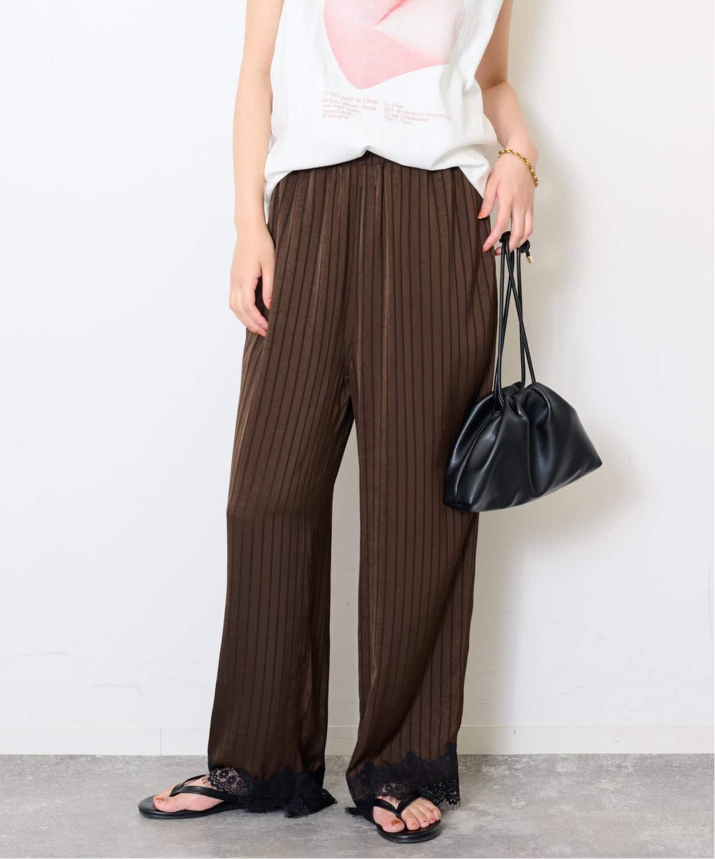 ARCHIVE STANCE/アーカイブスタンス サテンストライプレースパンツ AS