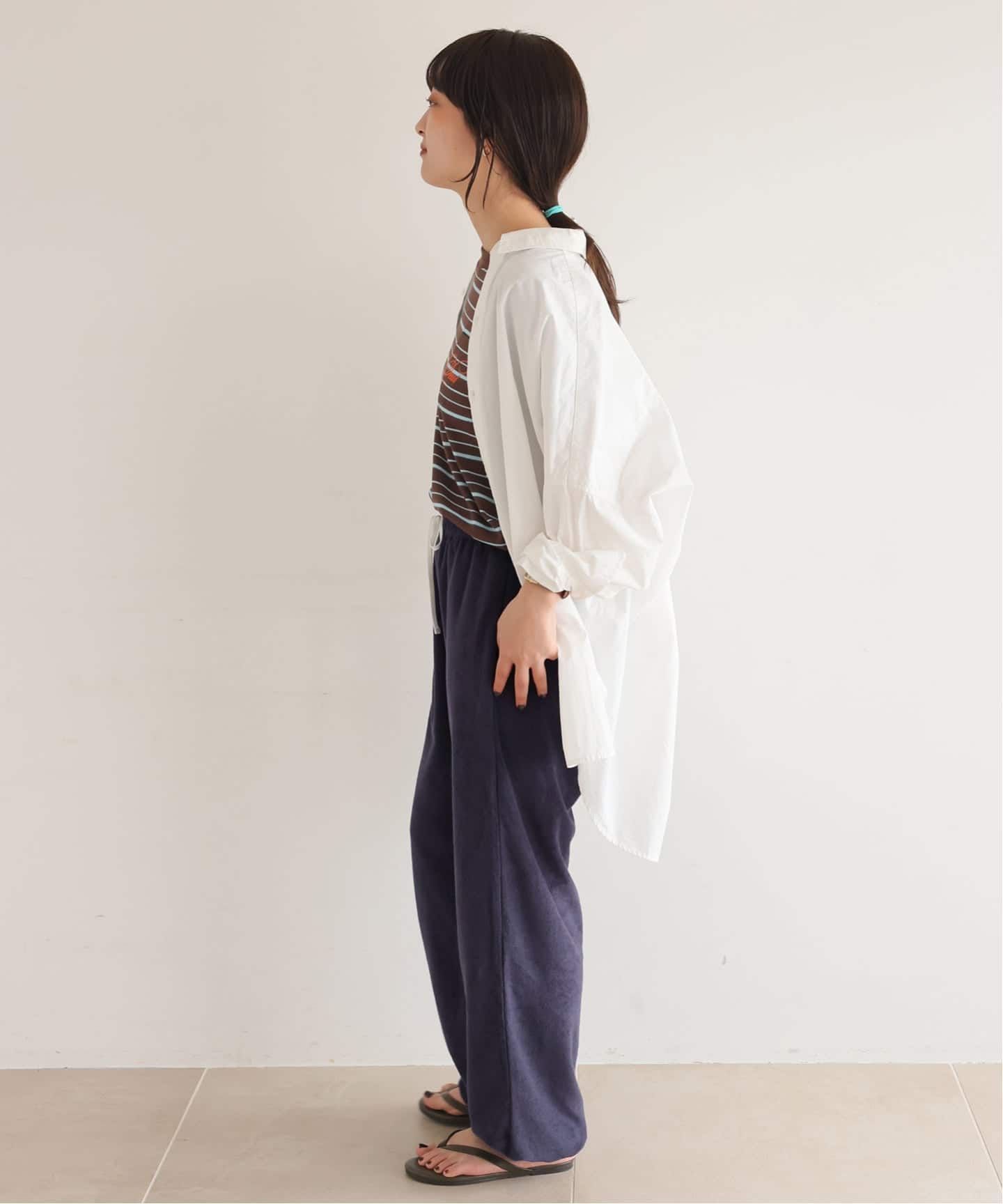 SLOBE IENA パイル風ストライプパンツ SLOBE IENA（スローブイエナ
