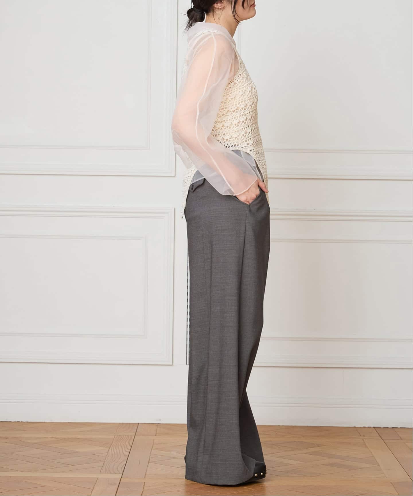 IENA LA BOUCLE サイロウーステッドツイルタックパンツ（スラックス