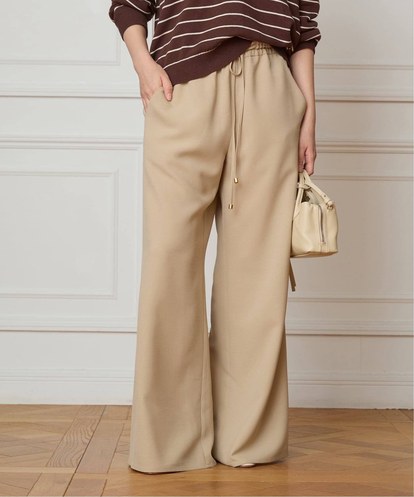 完売商品　IENA LA BOUCLE 麻シーチングイージーパンツ34 完売商品 IENA LA BOUCLE 麻シーチングイージーパンツ34 【公式通販】