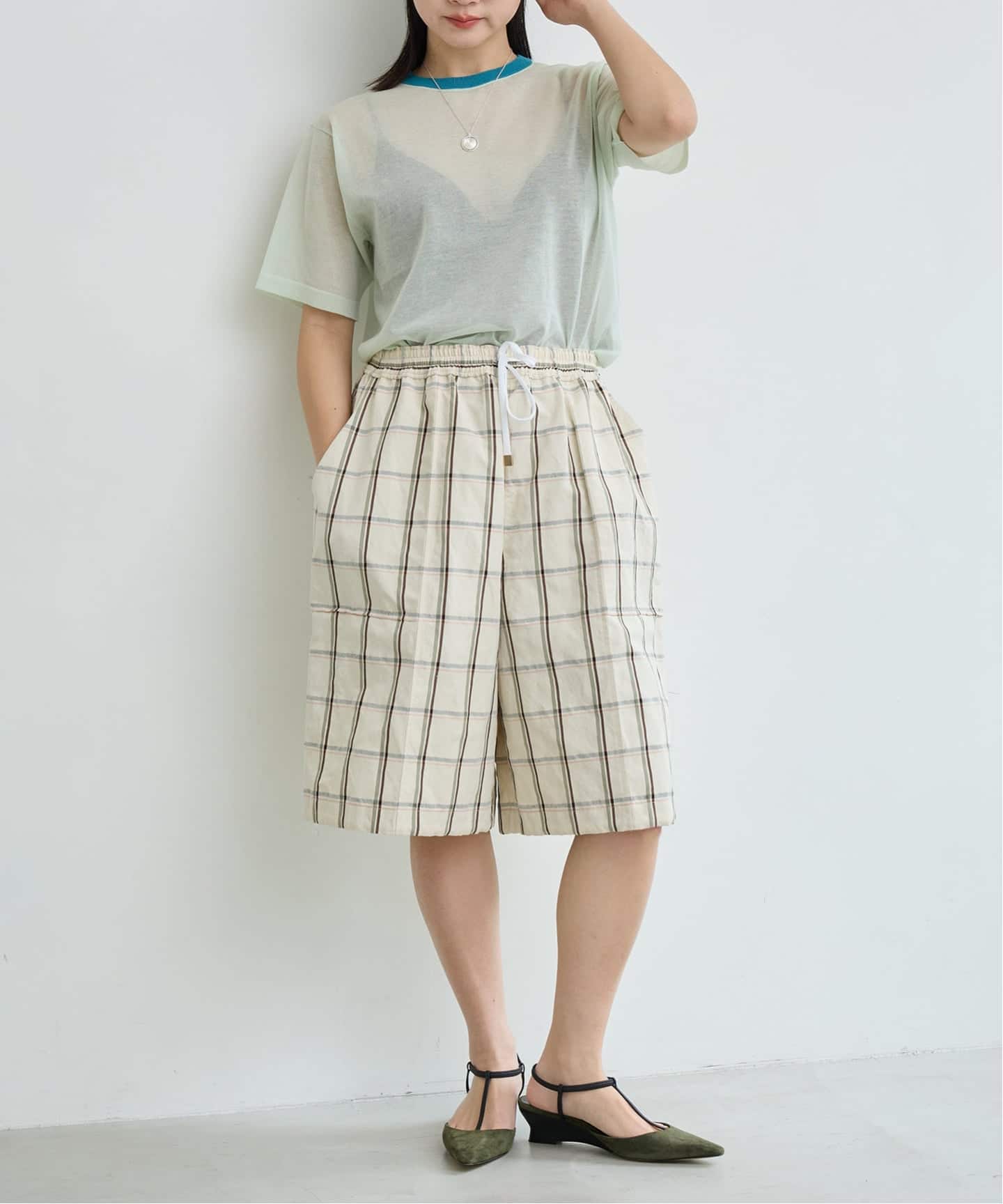 IENA LA BOUCLE P/Lチェックハーフパンツ（ショート・ハーフパンツ