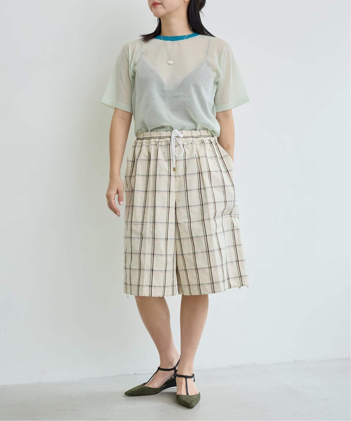 IENA LA BOUCLE P/Lチェックハーフパンツ（ショート・ハーフパンツ