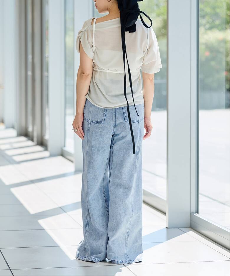 IENA LA BOUCLE ソフトデニムシルエットパンツ（デニムパンツ IENA LA BOUCLE ソフトデニムシルエットパンツ 38
