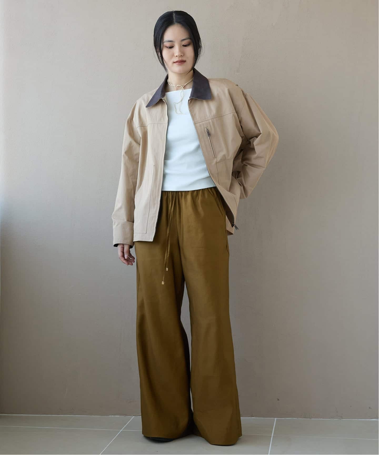 洗濯機洗い可》IENA LA BOUCLE コットンサテンイージーパンツ（その他