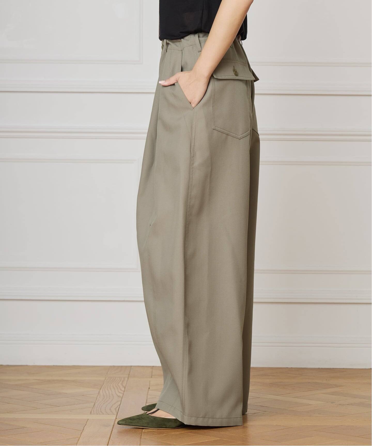 追加予約》IENA LA BOUCLE ブライトギャバイージーバルーンパンツ