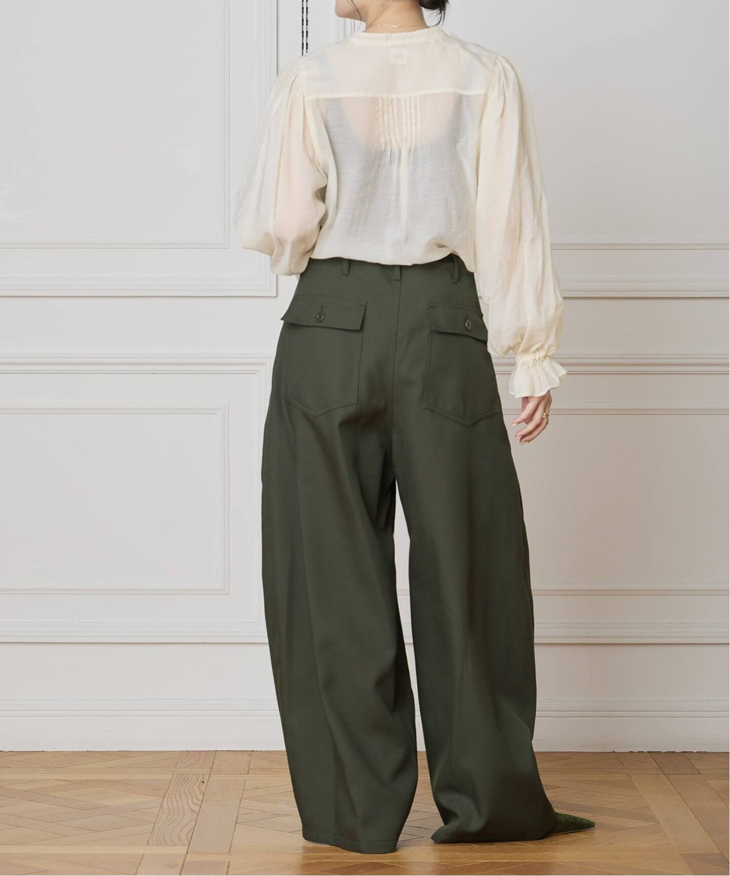 追加予約》IENA LA BOUCLE ブライトギャバイージーバルーンパンツ