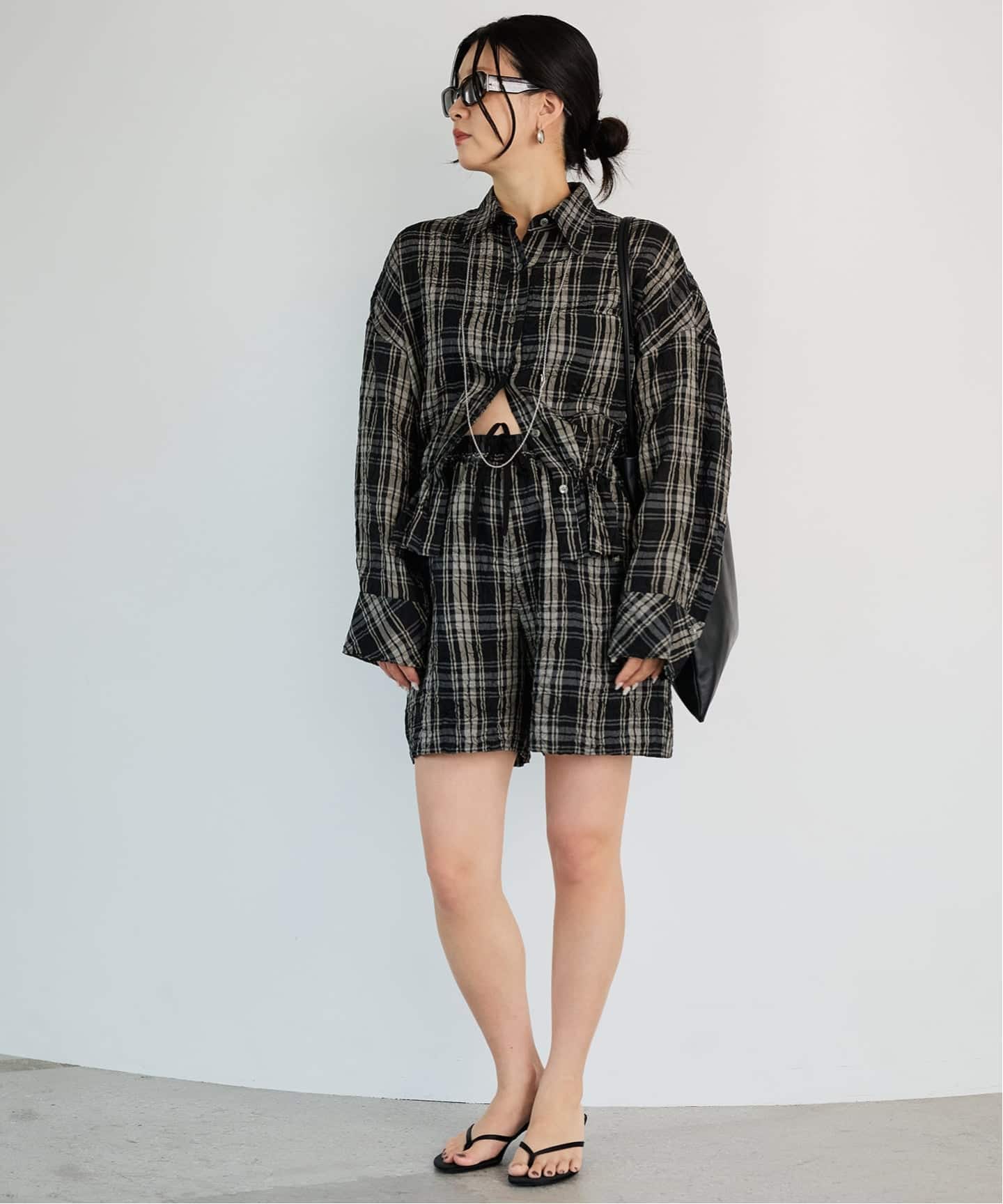 IENA LA BOUCLE キャッチワッシャーチェックショートパンツ（ショート