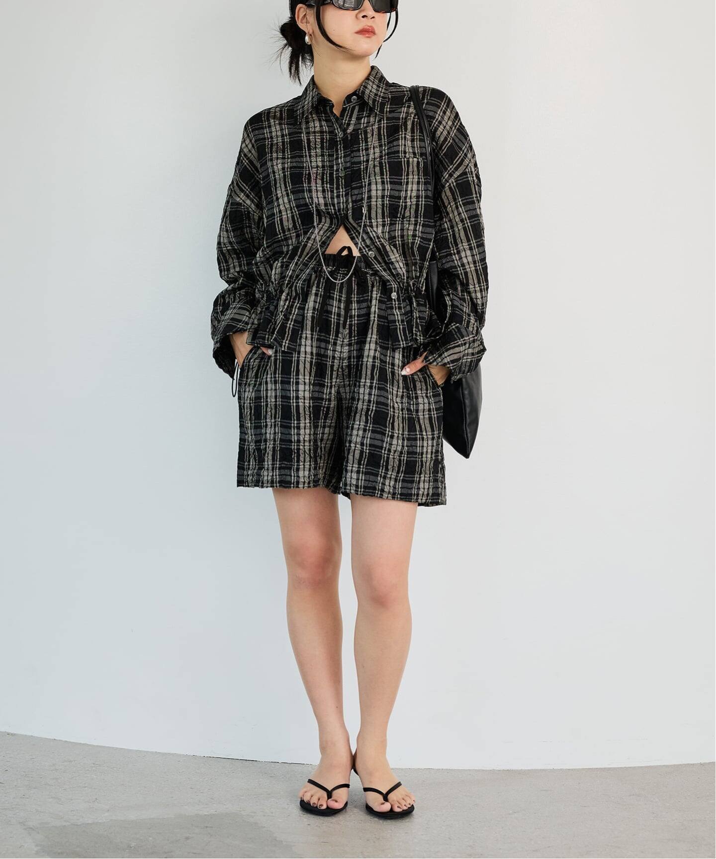 IENA LA BOUCLE キャッチワッシャーチェックショートパンツ（ショート