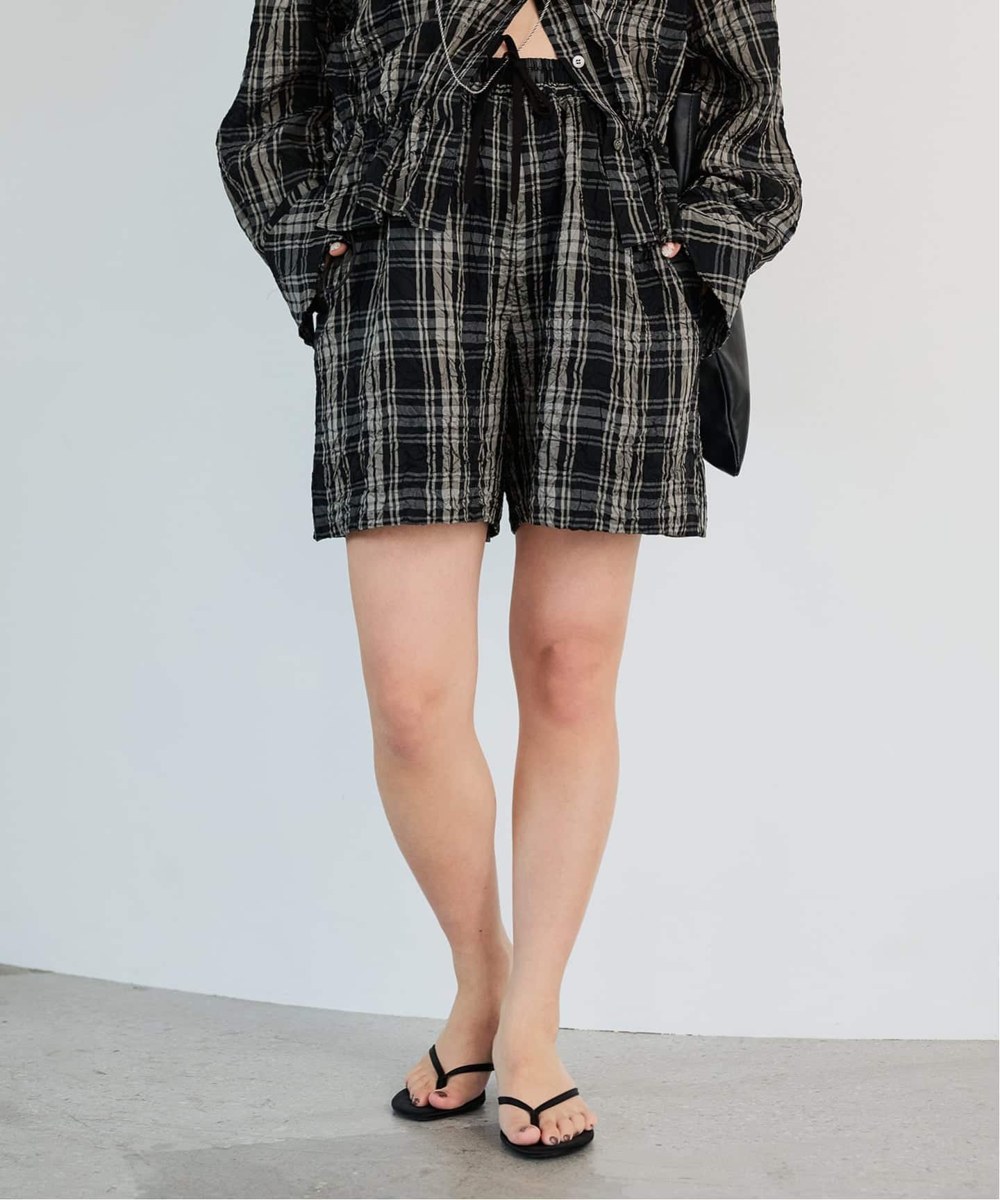 IENA LA BOUCLE キャッチワッシャーチェックショートパンツ（ショート