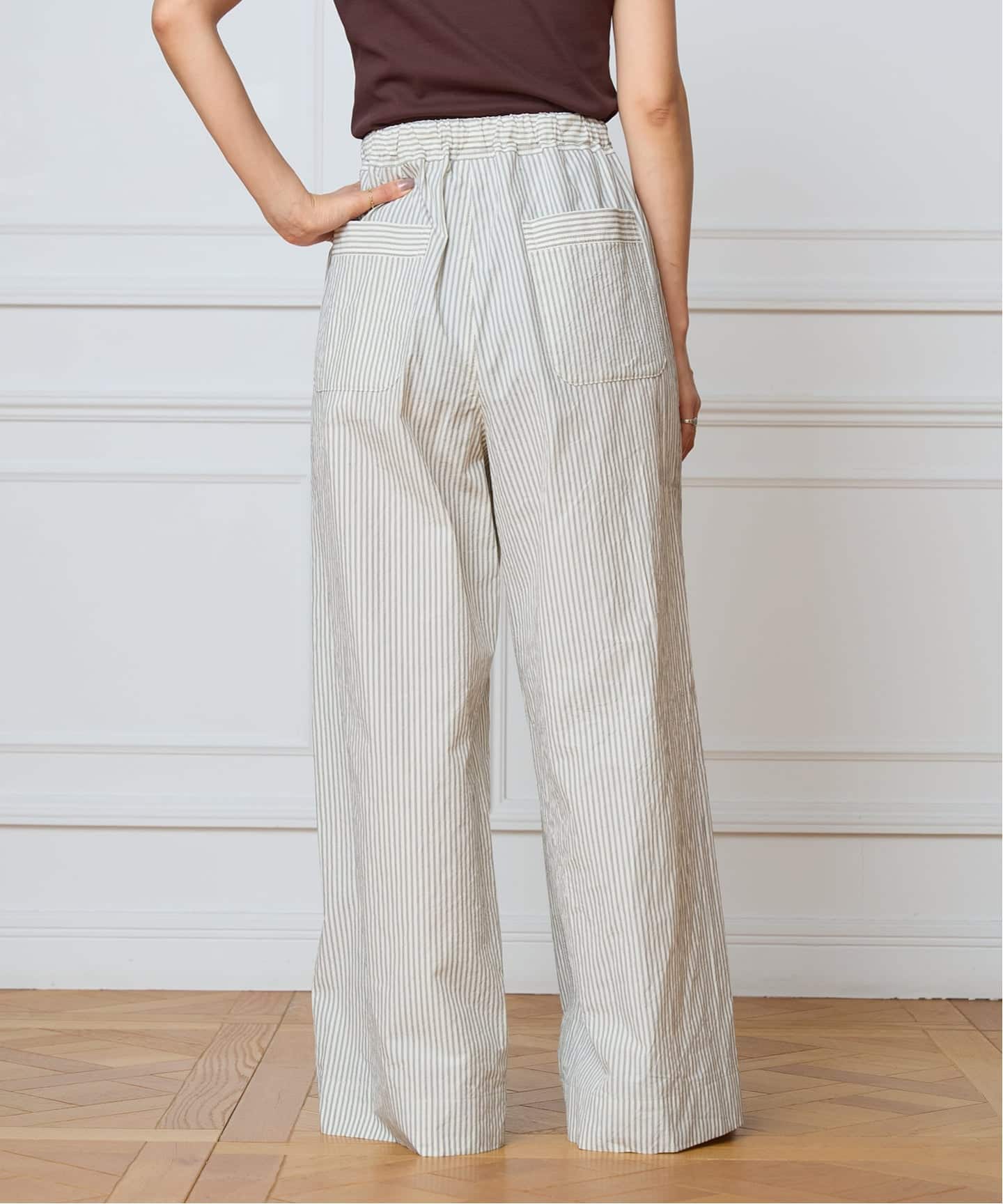 IENA LA BOUCLE ストライプドローストリングパンツ（その他パンツ