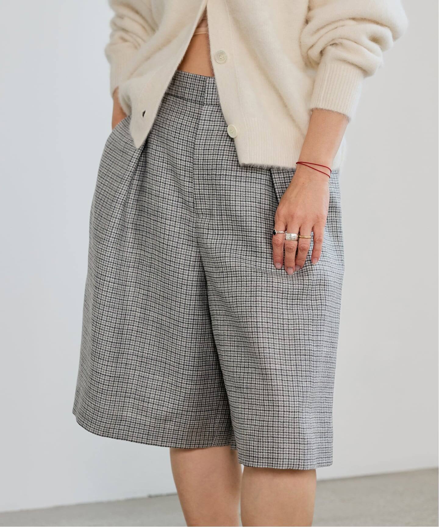 IENA LA BOUCLE ハウンドトゥースショートパンツ（ショート・ハーフ