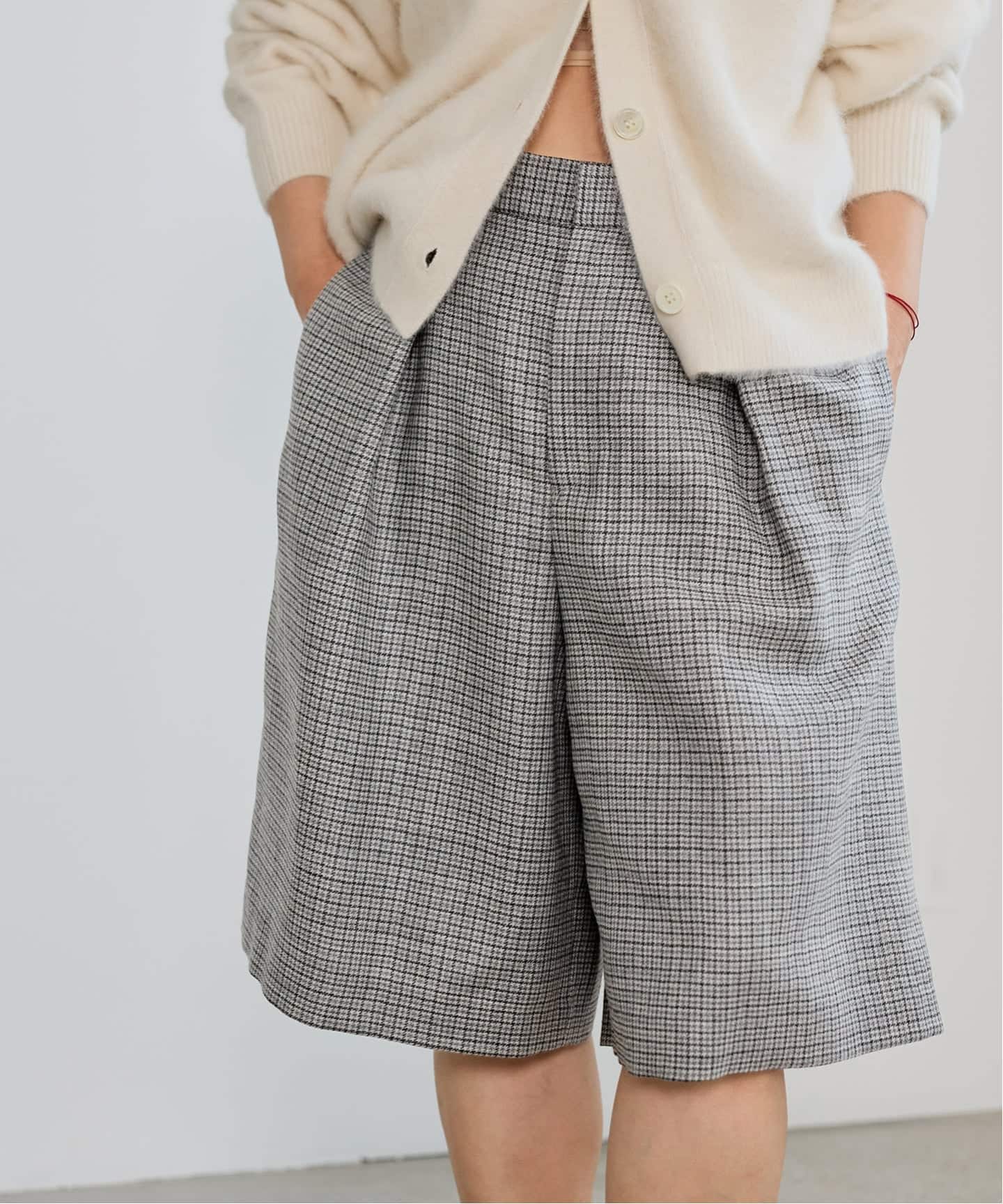 IENA LA BOUCLE ハウンドトゥースショートパンツ（ショート・ハーフ