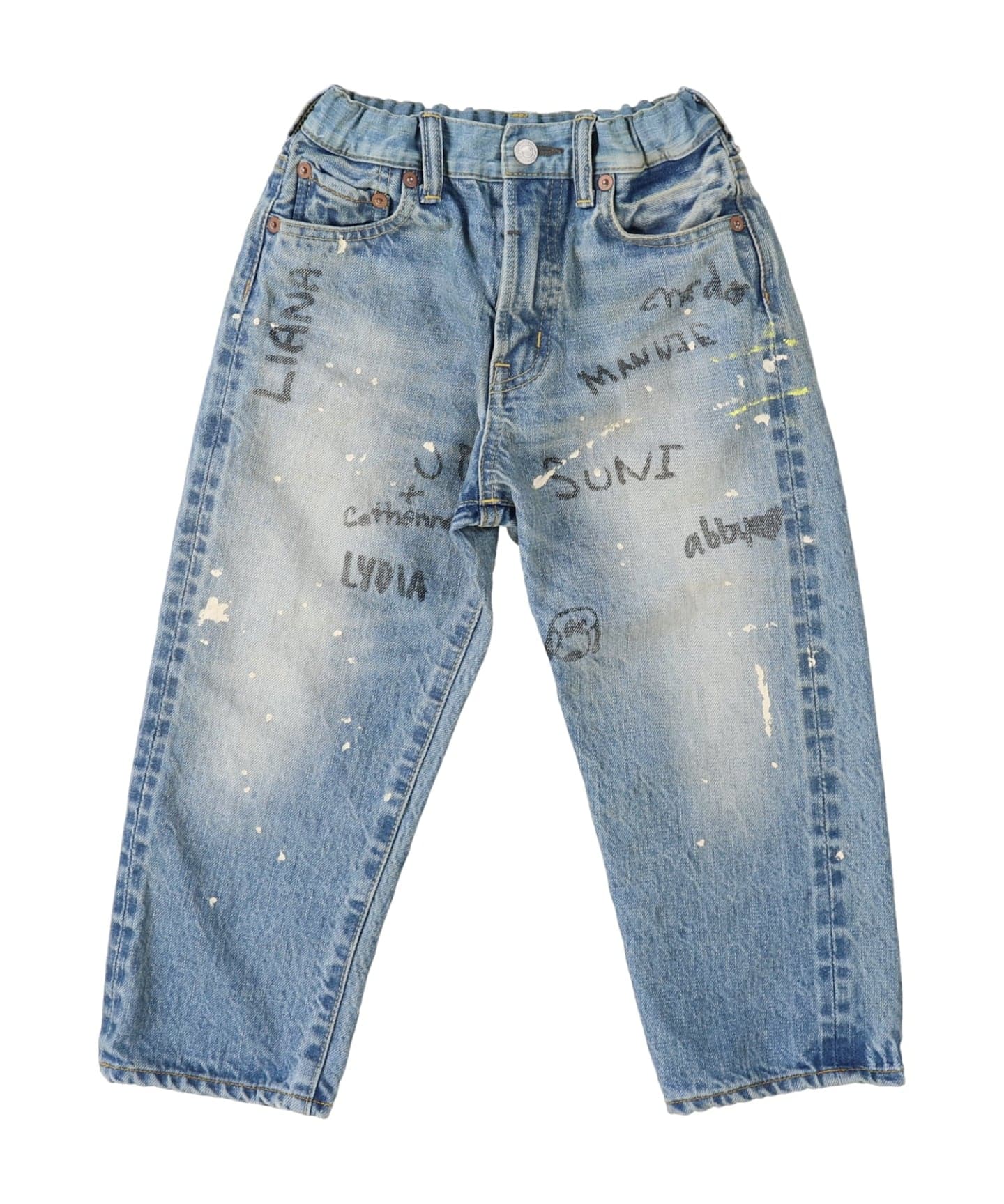 美品【デニム&ダンガリー】落書きペンキ加工デニムパンツ120ペインターパンツ DENIM DUNGAREE/デニムダンガリー】ラクガキデニムパンツ（110-120cm