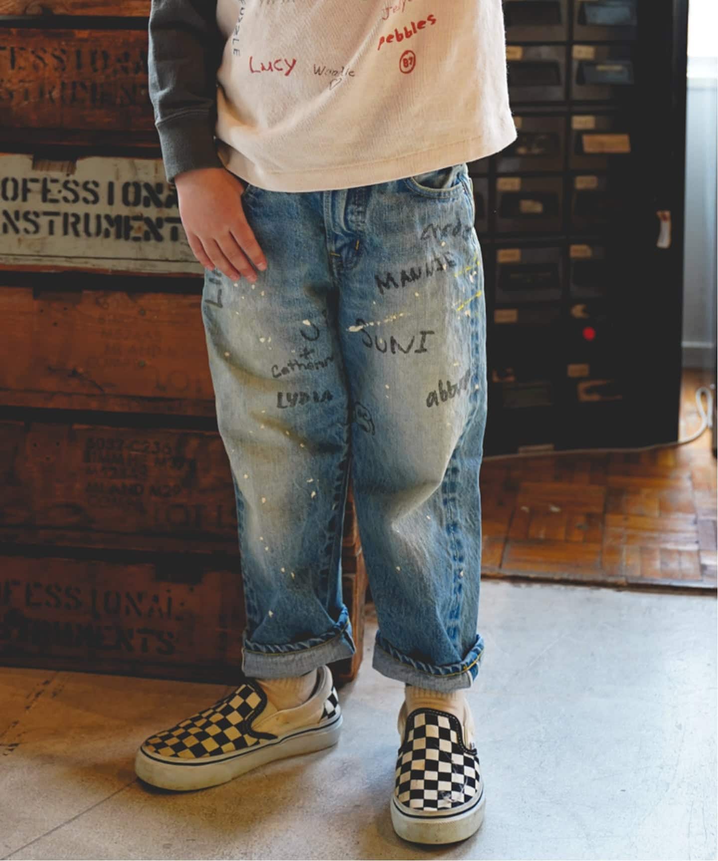 DENIM DUNGAREE/デニムダンガリー】ラクガキデニムパンツ（110-120cm