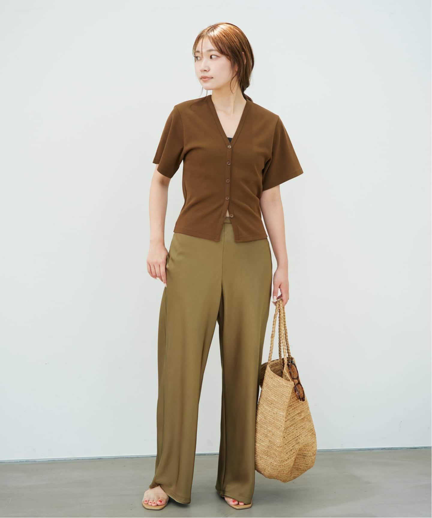 プラージュ　パンツ　カーキ 予約》Cutoff satin パンツ（その他パンツ）｜Plage（プラージュ）の