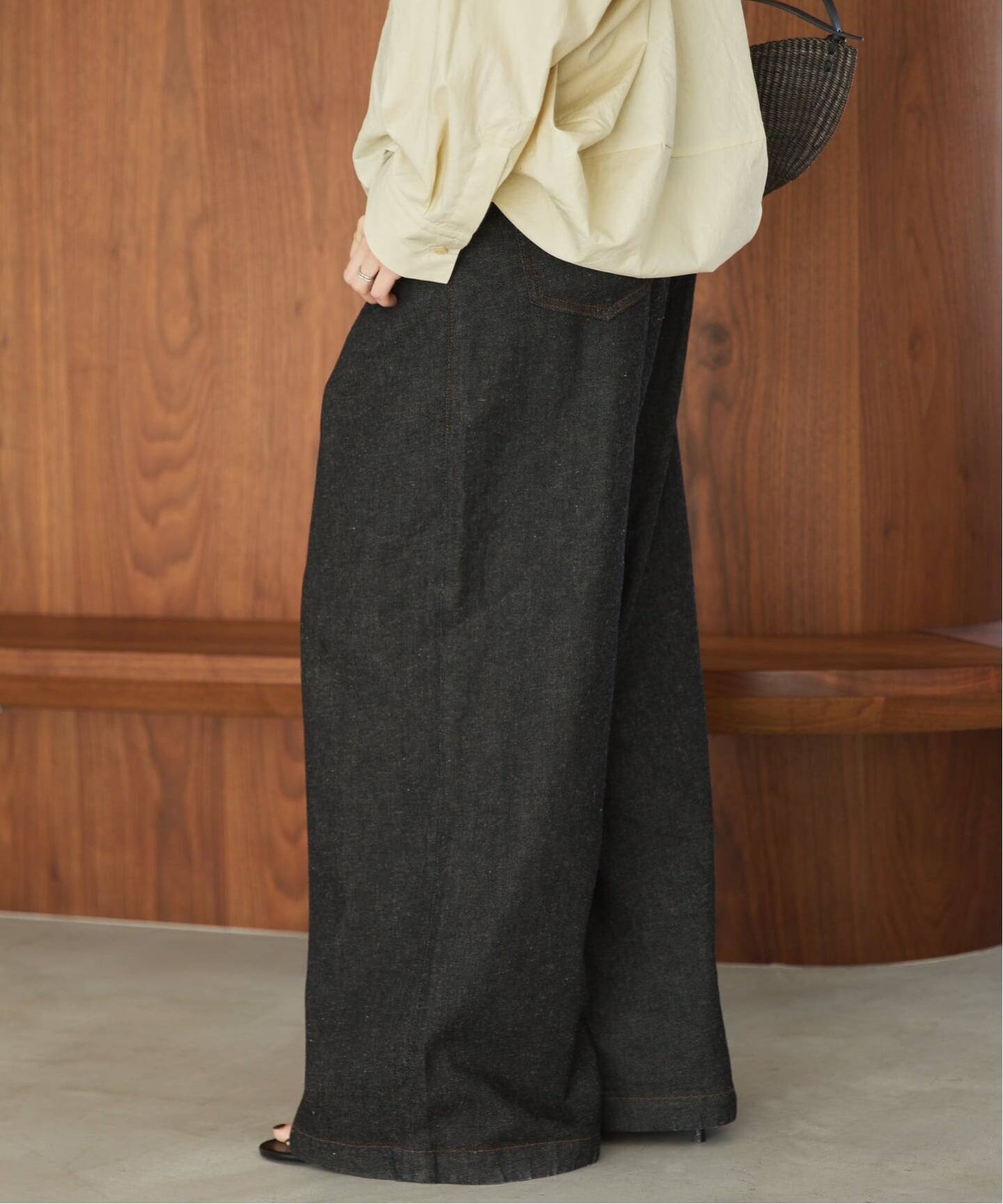 linen mix tuck デニムパンツ（デニムパンツ・ジーンズ）｜Plage