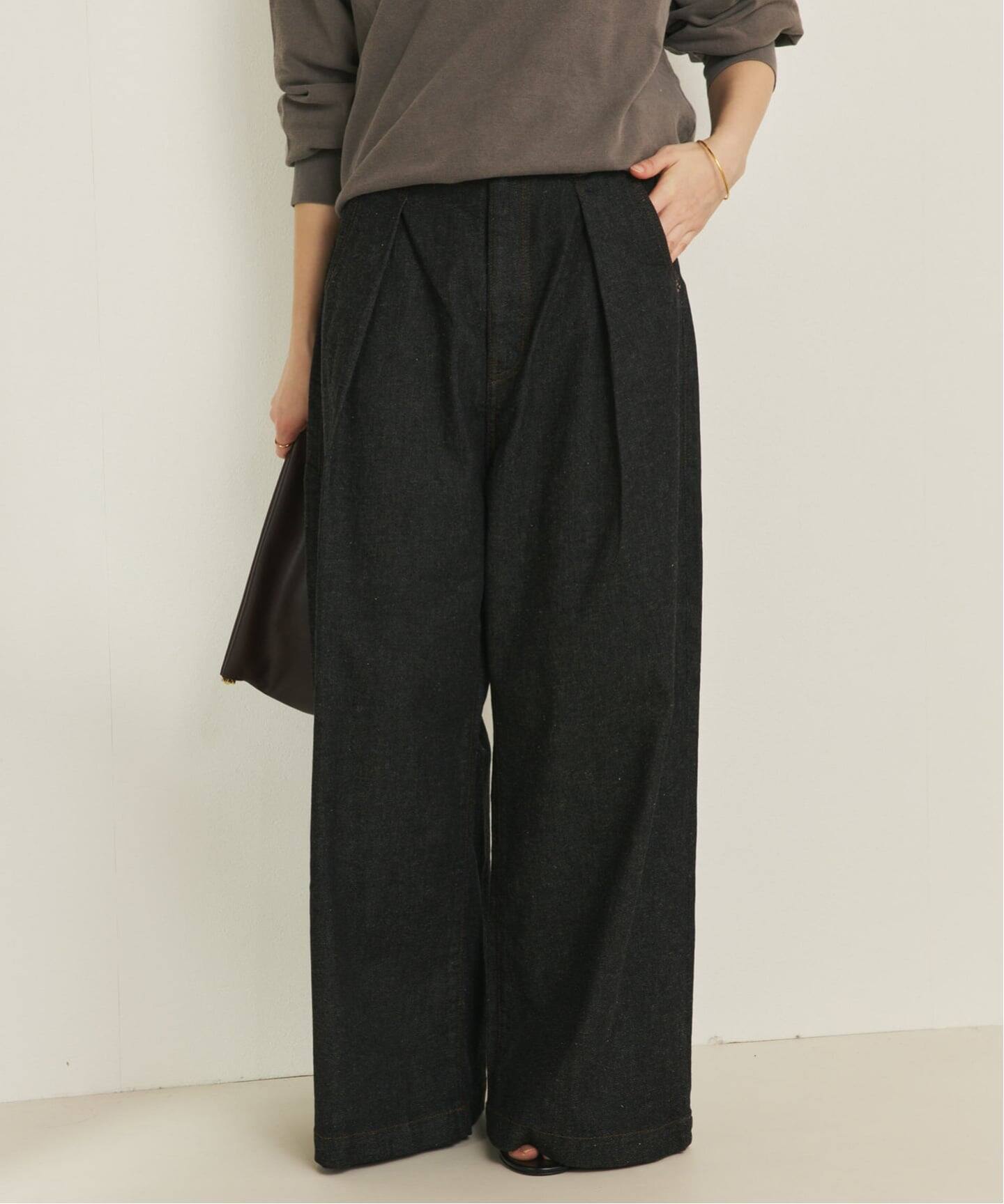 linen mix tuck デニムパンツ（デニムパンツ・ジーンズ）｜Plage