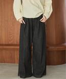 linen mix tuck デニムパンツ