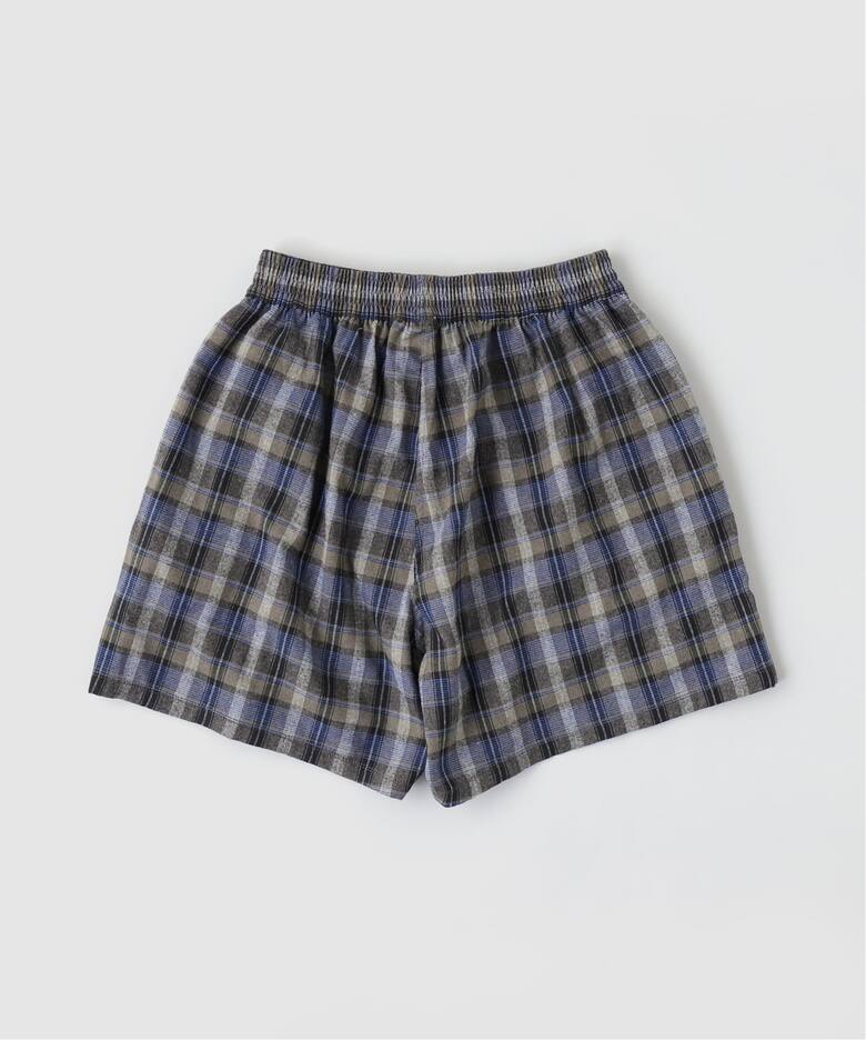 ERL / イーアールエル UNISEX GREY CHECK BOXERS WOVEN（ショート 