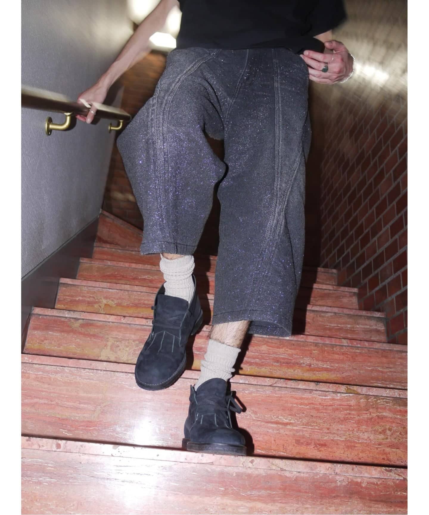 NVRFRGT / ネヴァーフォーゲット GLITTER TWILL 3D TWISTED JORTS