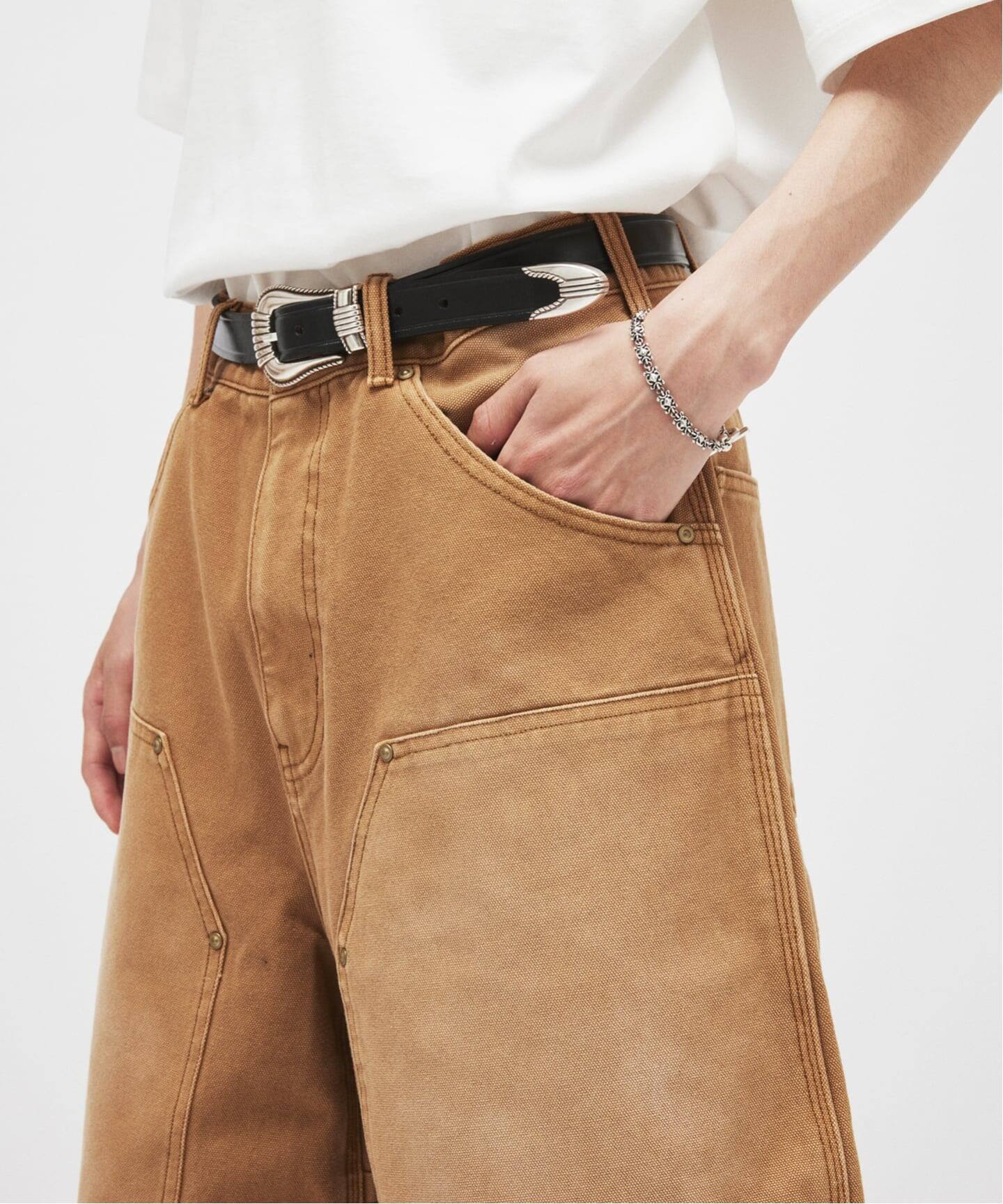 極上フェード　Carhartt ブラックダック　ダブルニーショーツ フェード ダブルニー ダック ショーツ（ショート・ハーフパンツ